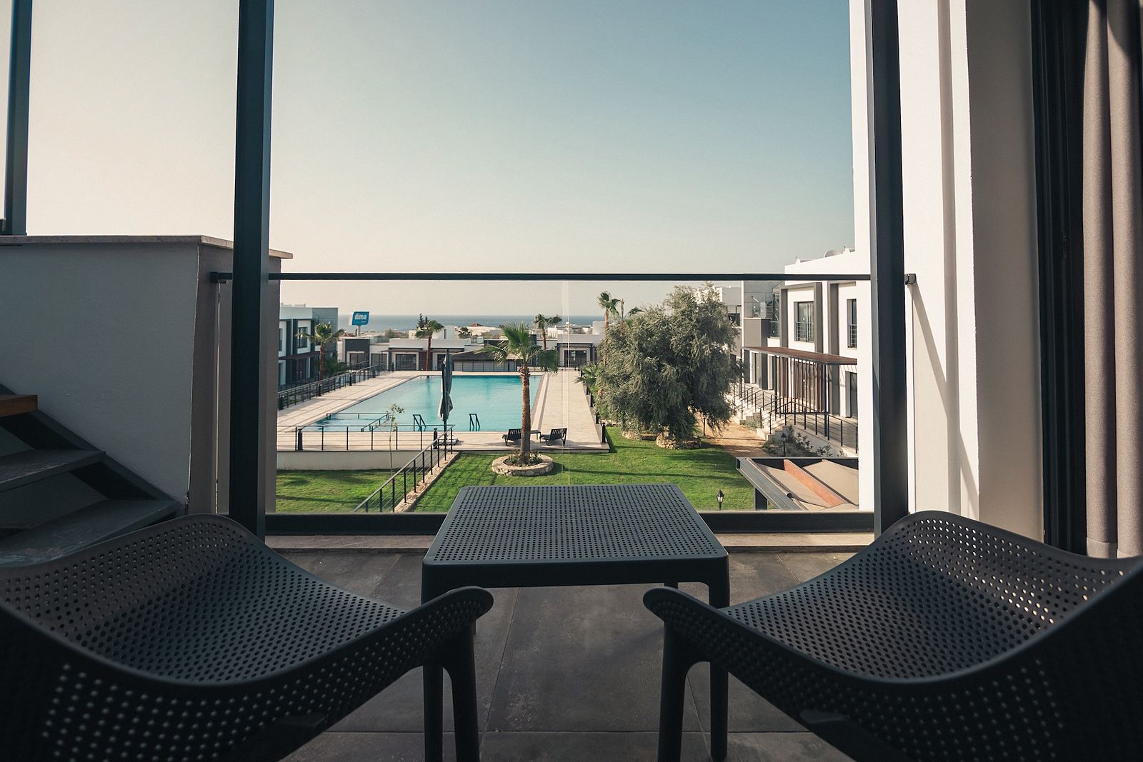 Balcony overlooking the pool
