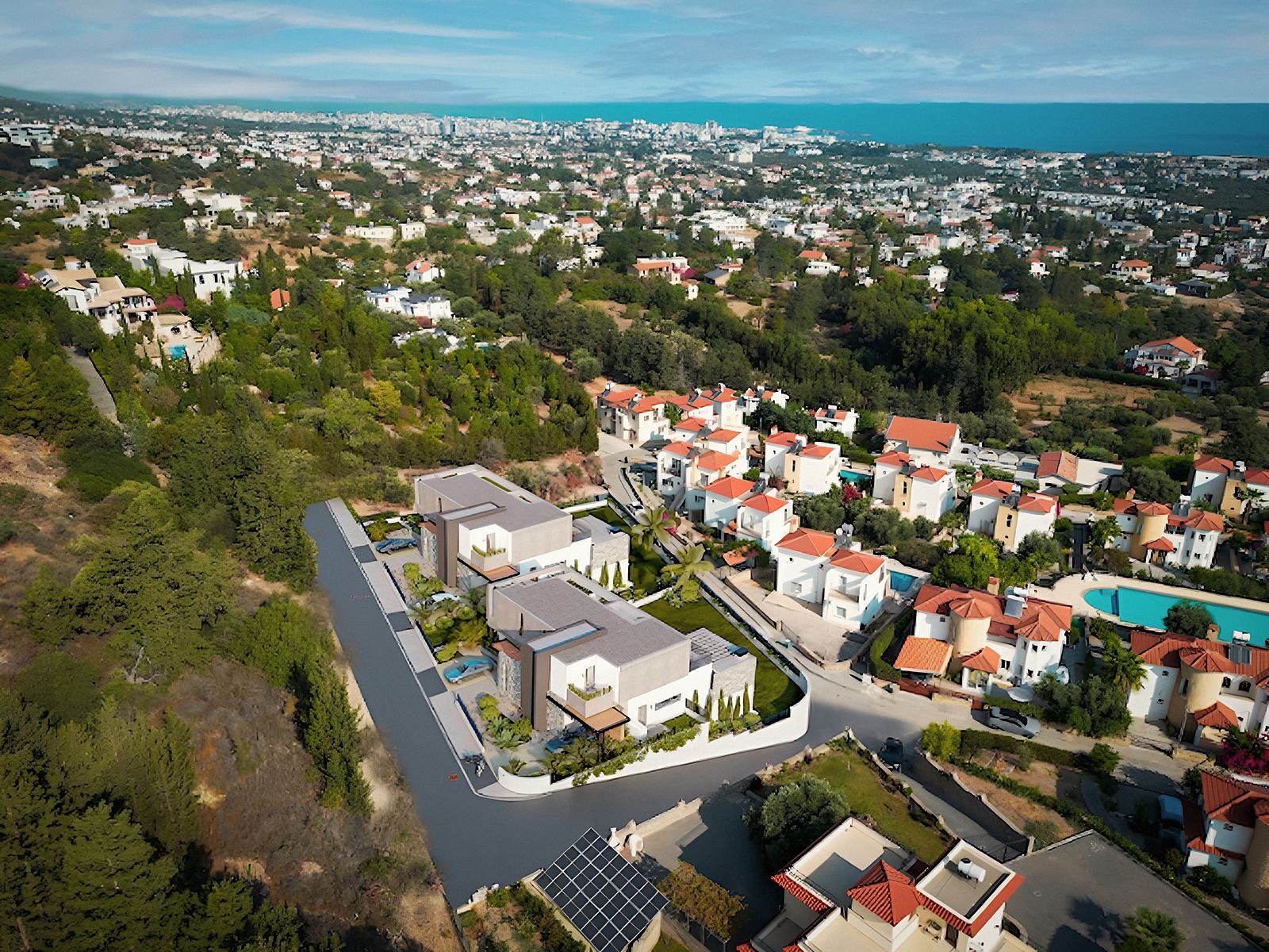 Kazafana Mansion from above with the coast